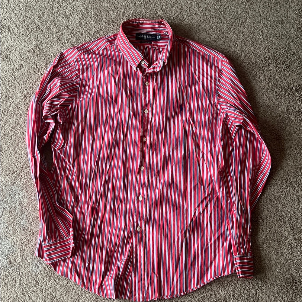 Ralph Lauren Red and White Striped Shirt